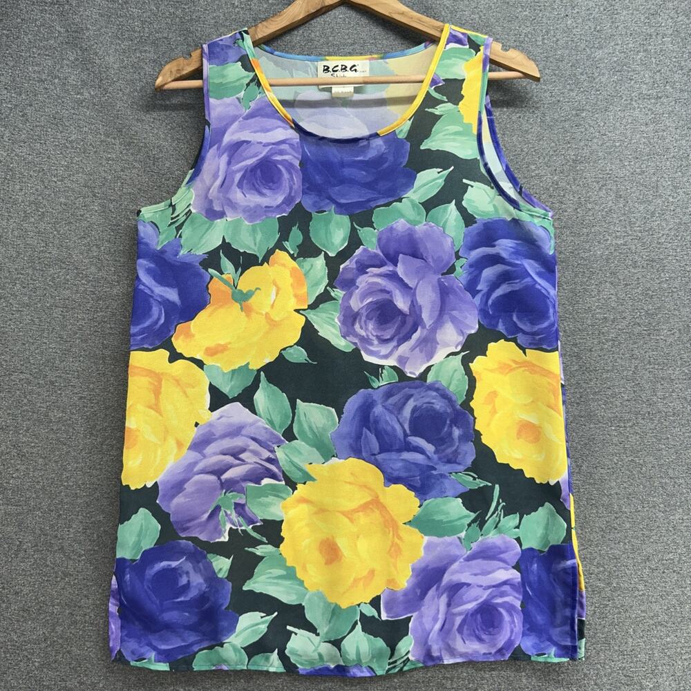 Vintage 90s BCBG Paris Floral Camisole Tank Top Juniors 3 Made In USA Rose Y2K